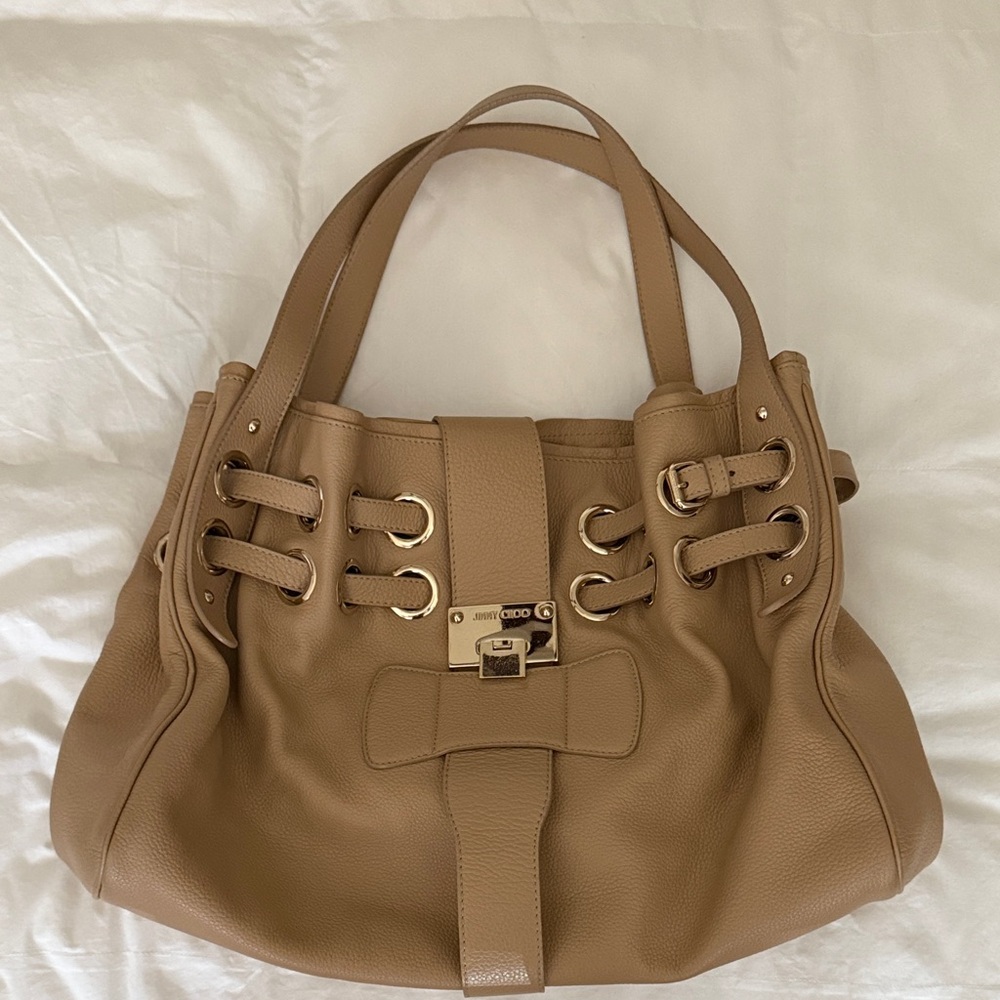 Jimmy Choo Beige Leather Shoulder Bag